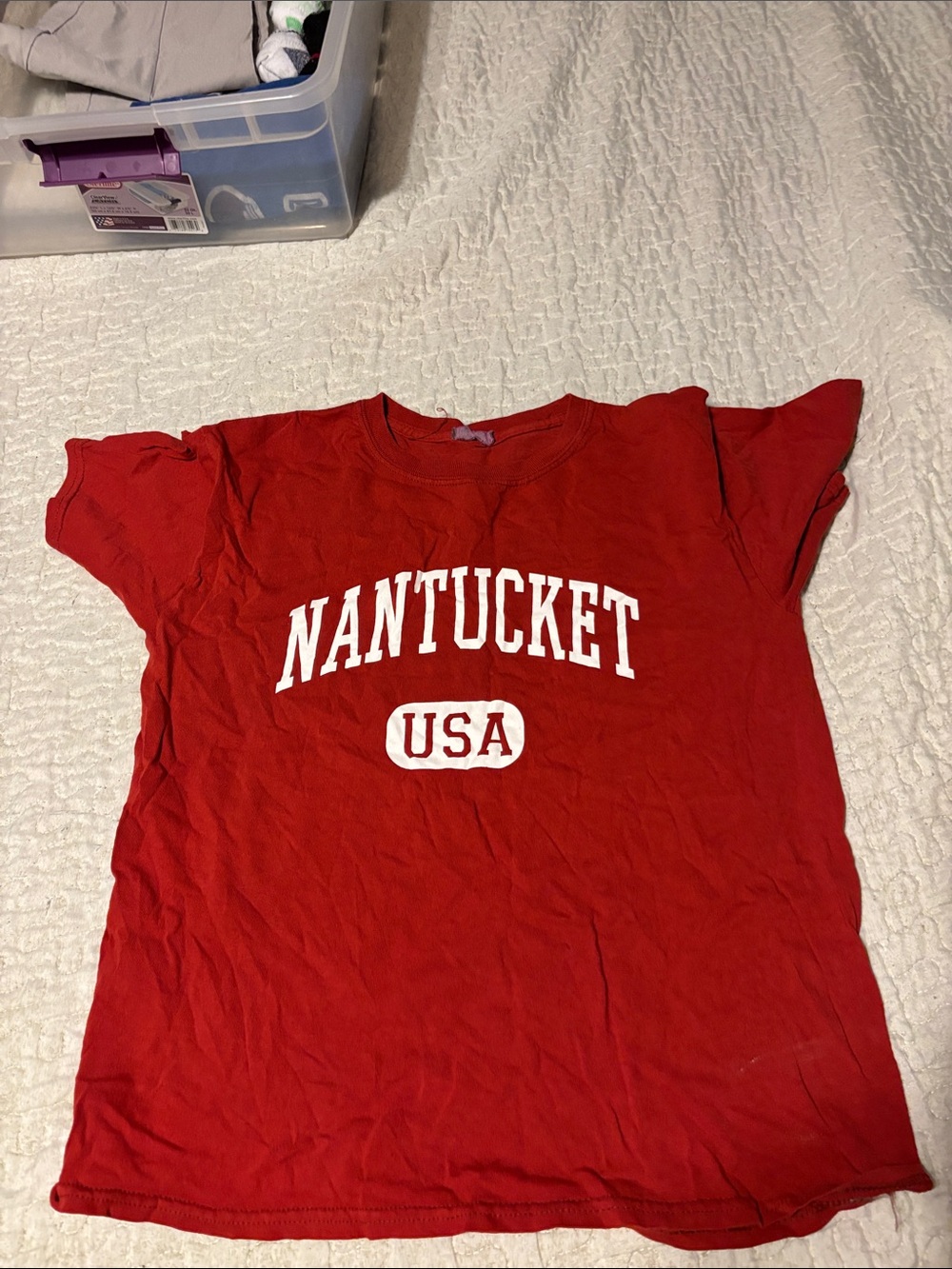 Source Unknown Red Kids' Short Sleeve Nantucket USA Graphic Tee